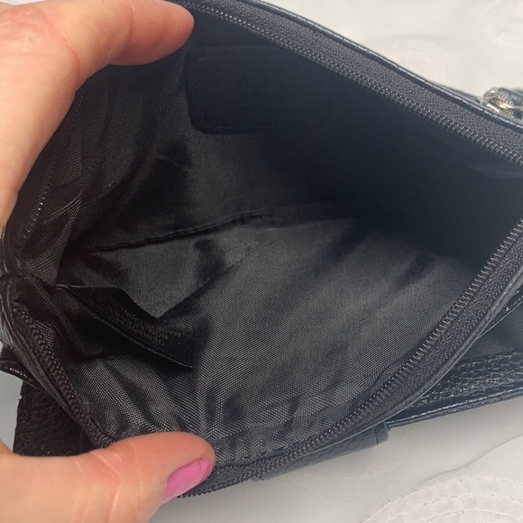 Gianni Bernini Leather Wristlet Wallet - Black/Silver, 7.5”x4” - Picture 7 of 11